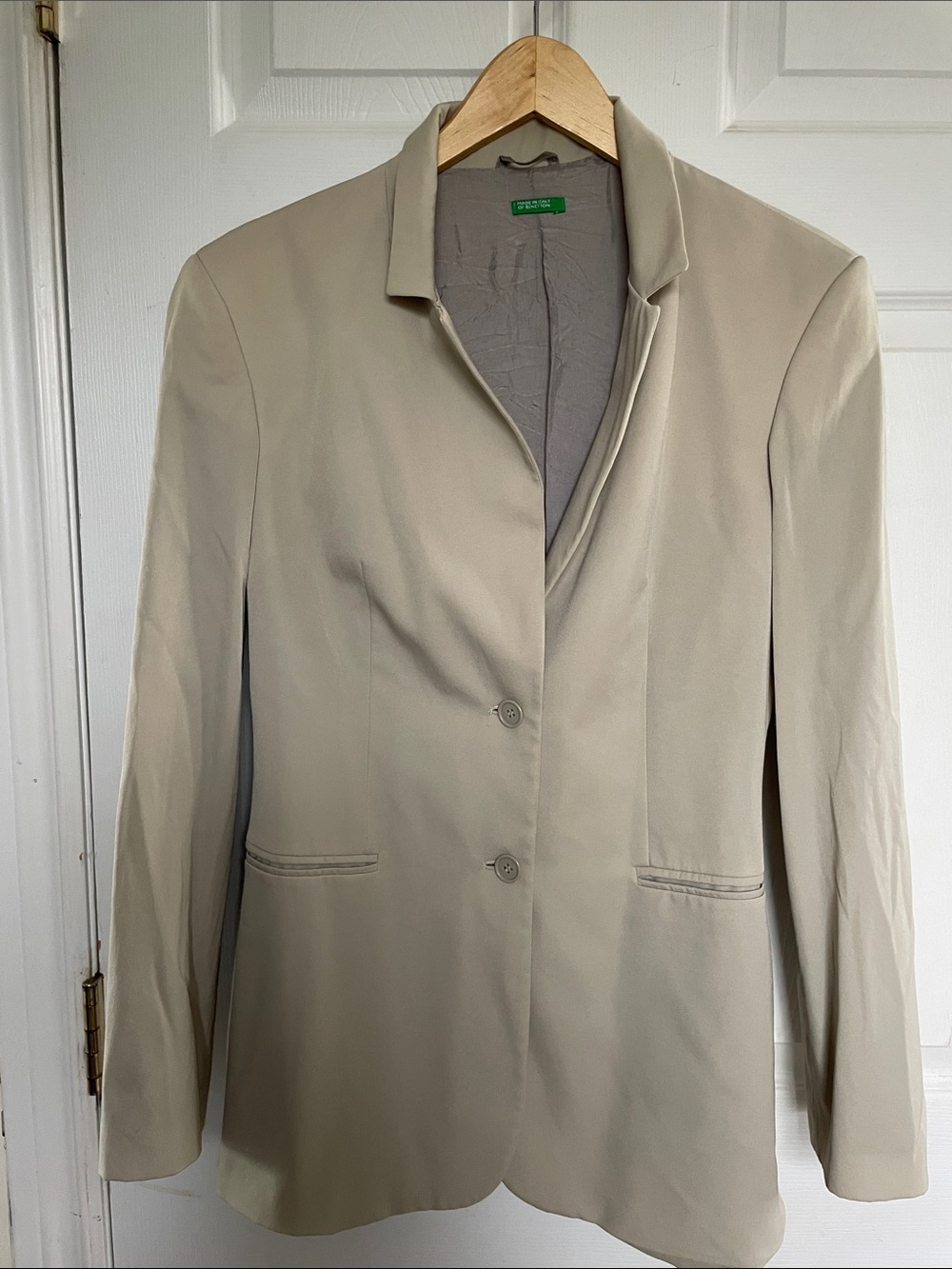 United Colors Of Benetton Women's Light Cream Two-Button Blazer